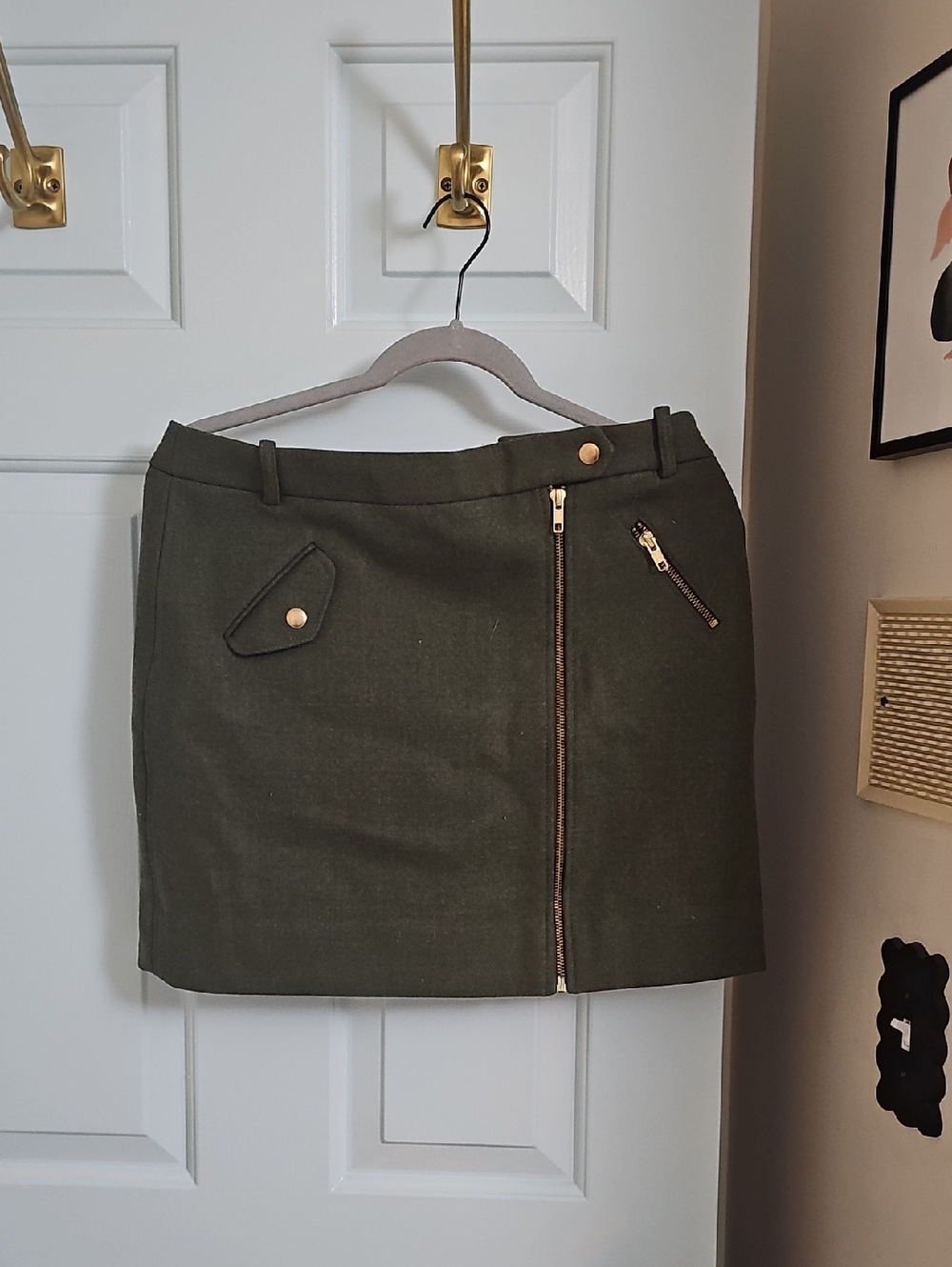 J. Crew Olive Green Skirt with Structured Waistband